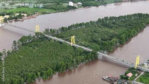 aerial view of the Barito Bridge located in South Kalimantan, Indonesia photo