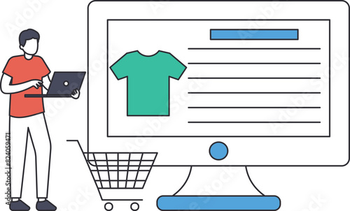 Clothe shopping, Online shopping e-commerce or buy and purchasing products through computer website and mobile app concept,
