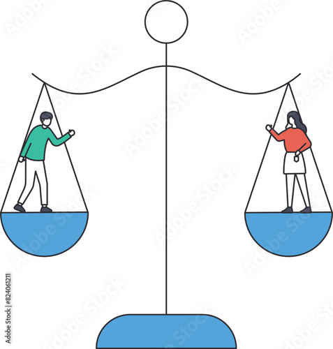 Gender discrimination, unequal discrimination on lady or woman such as career, work or social rights issue concept,
