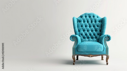cute blue chair on white background in high resolution and quality