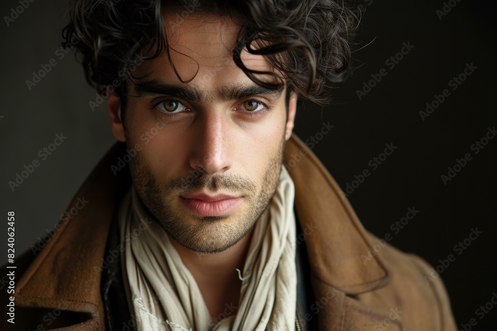 Close-up headshot of a stylish man with captivating eyes and a trendy hairstyle Close-up headshot of a stylish man with captivating eyes and a trendy hairstyle