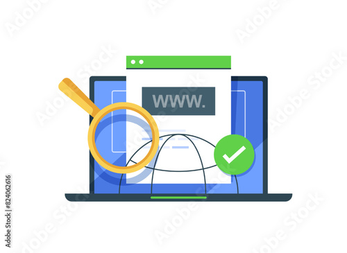 domain registration,communication,search engine optimization,flat design icon vector illustration