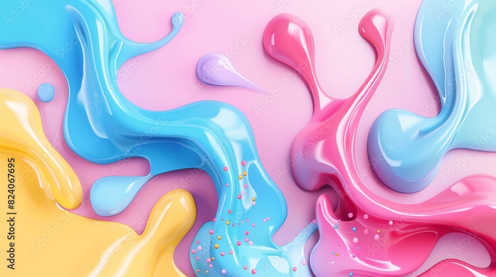 Vibrant abstract paint splashes in blue, pink, and yellow hues Vibrant abstract paint splashes in blue, pink, and yellow hues