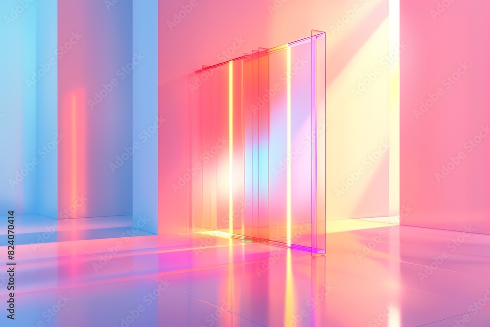 Abstract futuristic background with a glowing glass rectangular shaped gate Abstract futuristic background with a glowing glass rectangular shaped gate