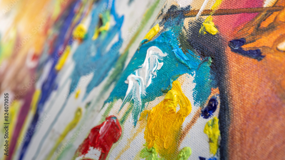 Oil paint on canvas in a thick layer. Oil paint on canvas in a thick layer.
