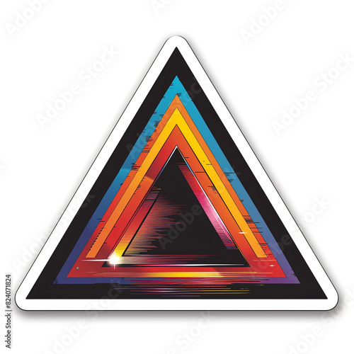 Colorful Triangle Sticker on White Background