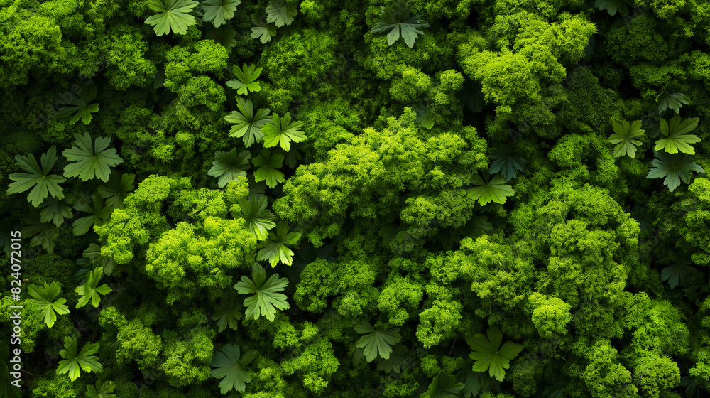 A lush green plant with many leaves and a few small green flowers A lush green plant with many leaves and a few small green flowers