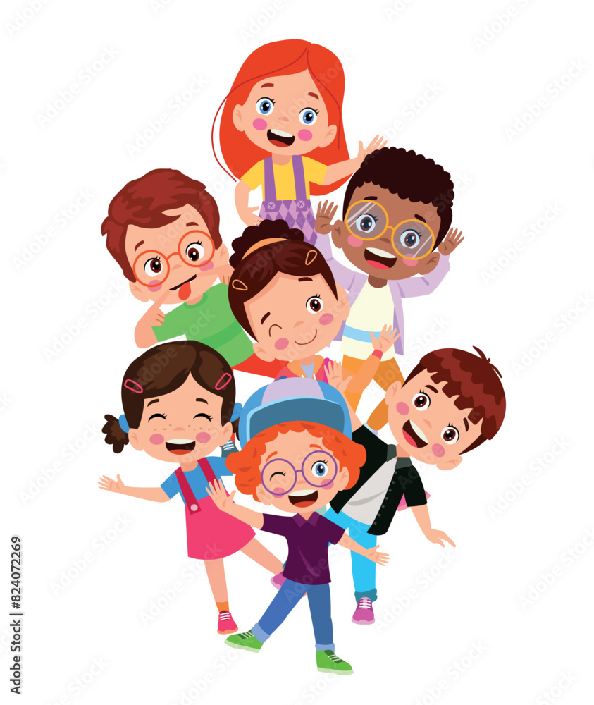 vector illustration of students in different postures vector illustration of students in different postures