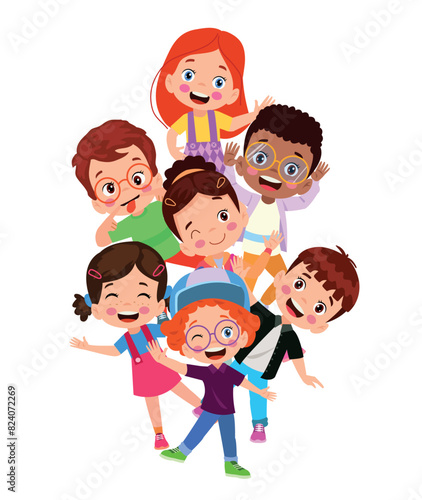 vector illustration of students in different postures