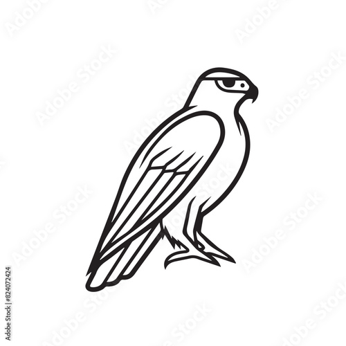 Falcon in cartoon, doodle style . Image for t-shirt, web, mobile apps and ui. Isolated 2d vector illustration in logo, icon, sketch style, Eps 10, black and white. AI Generative