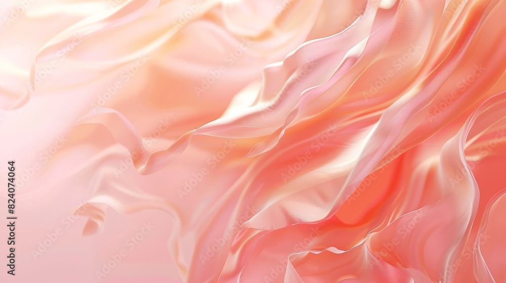 Abstract flowing pink and peach chiffon fabric. 3D rendering for background and design.