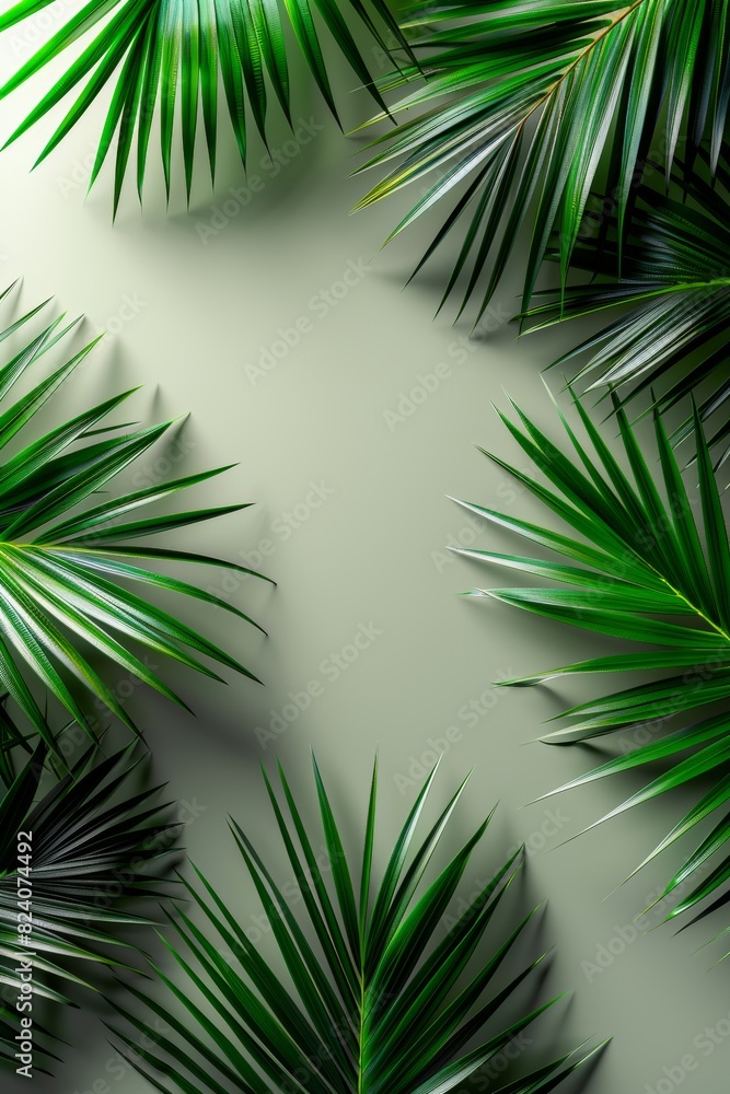 Green tropical palm leaves