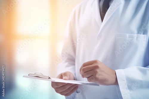 A doctor is holding a clipboard with a patient's information on it