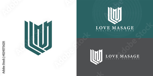 Abstract initial hexagon letter LM or ML logo in green color isolated on multiple background colors. The logo is suitable for wellness and spa business brand logo design inspiration templates.
