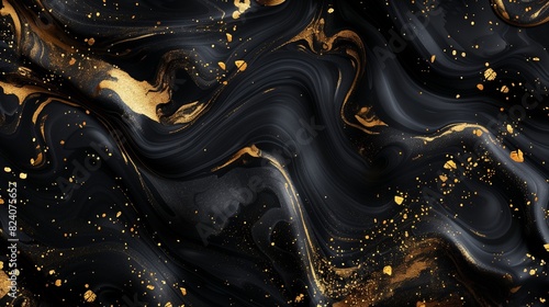 Black and gold glitter marble wallpaper on the dark background.