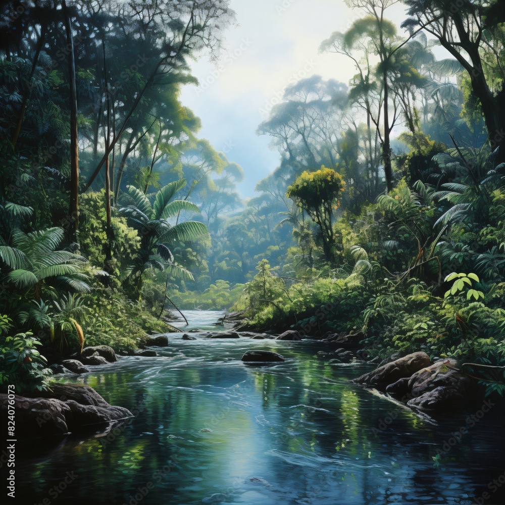 Fototapeta premium tropical rainforest river landscape