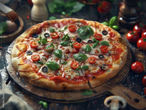 Traditional italian pizza. Delicious taste pepperoni pizza