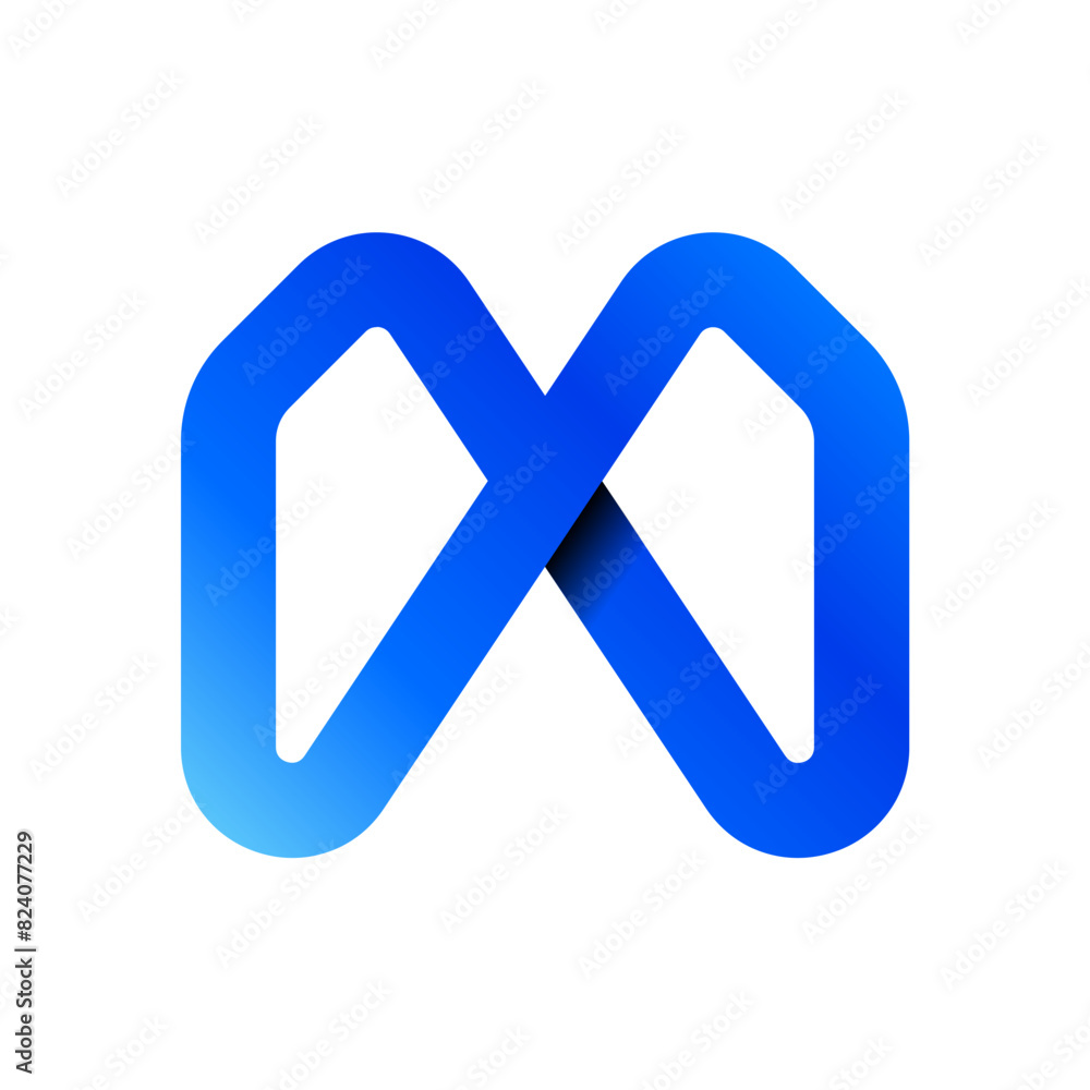 Abstract Geometric 3D Letter M Logo. Blue Sky Blue Gradient Abstract Geometric Symmetrical 3D Letter M Concept. Flat Vector Logo Concept Abstract Geometric 3D Letter M Logo. Blue Sky Blue Gradient Abstract Geometric Symmetrical 3D Letter M Concept. Flat Vector Logo Concept