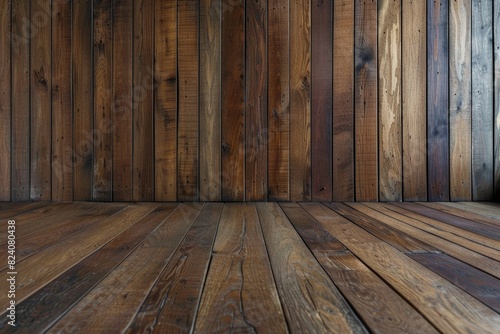 Vintage wooden wall background or texture, wood paneling with dark lighting for interior design and decoration concept