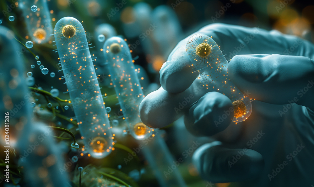 Microbiology concept, view through a microscope. Microbiology concept, view through a microscope.