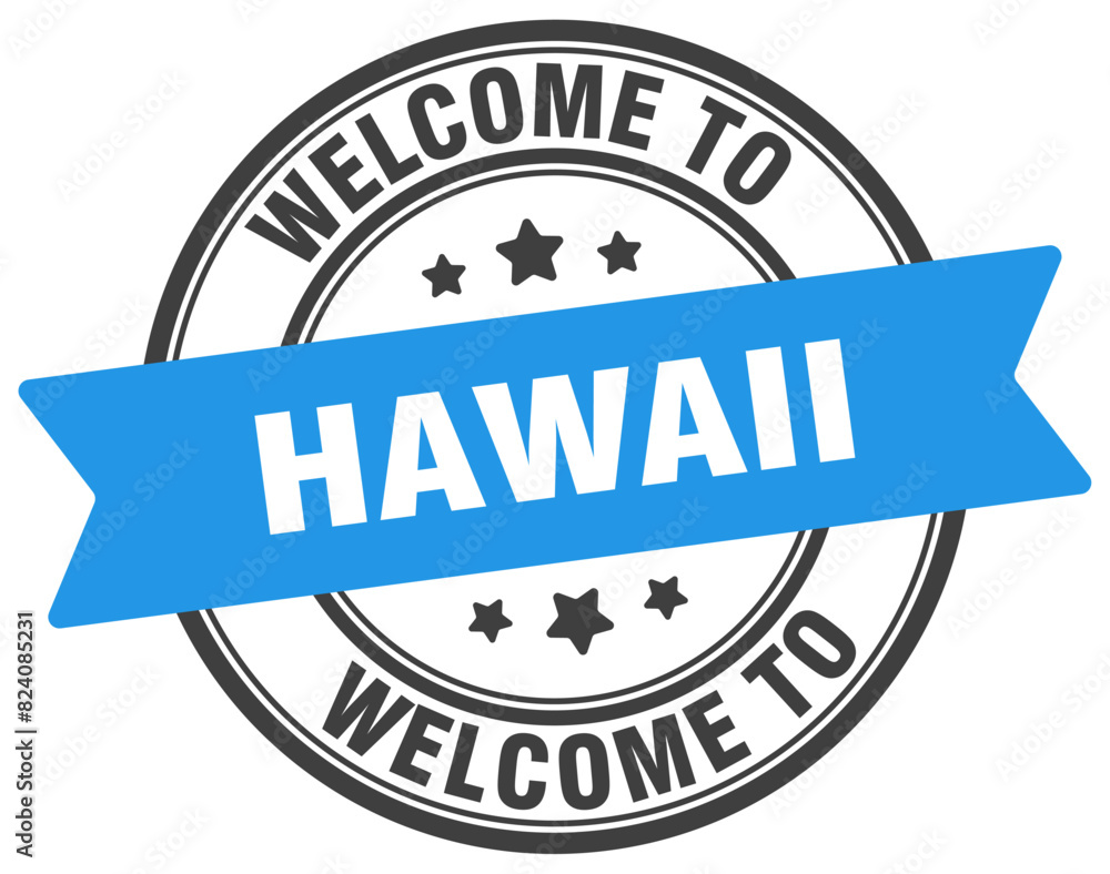 Obraz premium Welcome to Hawaii stamp. Hawaii round sign