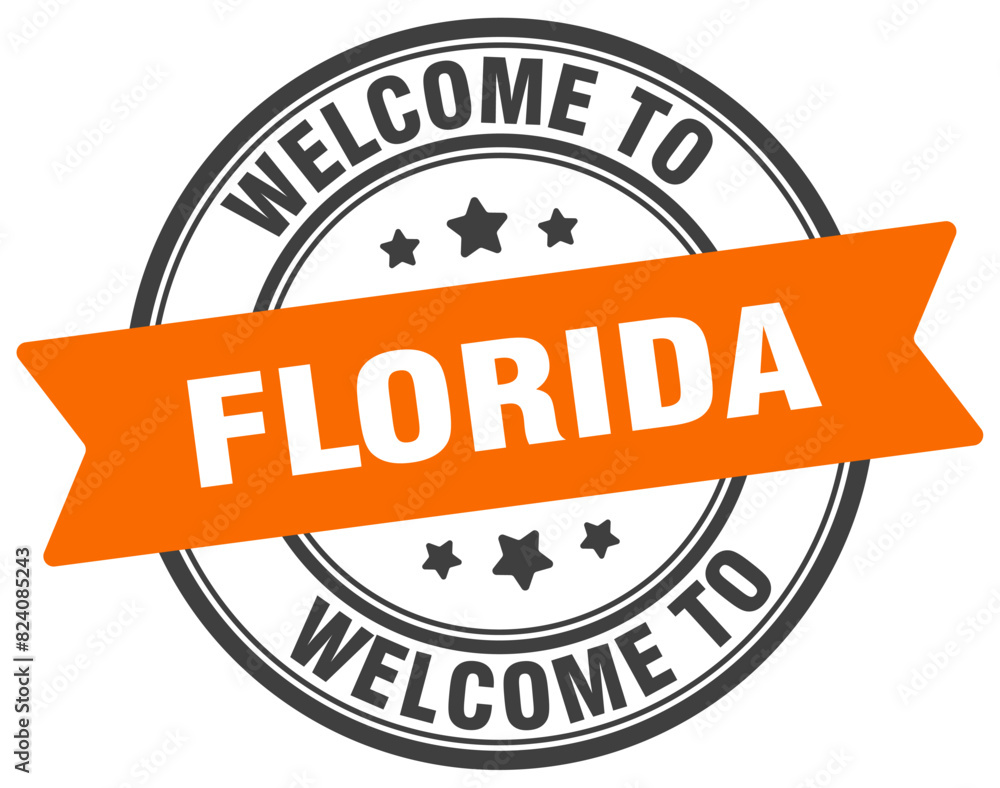 Welcome to Florida stamp. Florida round sign
