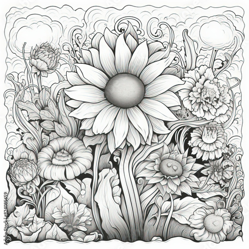 Printable Floral Coloring Page for Kids and Adults - Fun and Relaxing Flower Coloring Activity