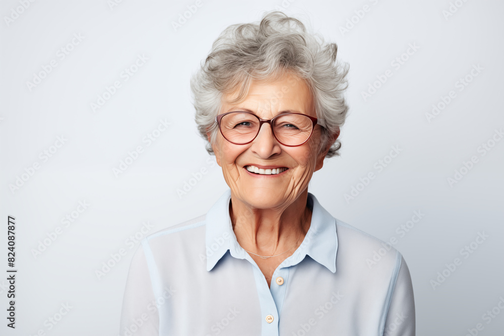 Smiling senior white woman on white background. Topics related to old age. Retirement home. Retirement. Image for Graphic Designer. Senior residence. AI. Smiling senior white woman on white background. Topics related to old age. Retirement home. Retirement. Image for Graphic Designer. Senior residence. AI.