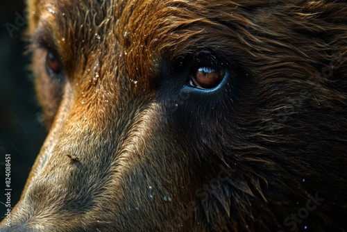 Intriguing Bear eye closeup. Forest animal. Generate Ai
