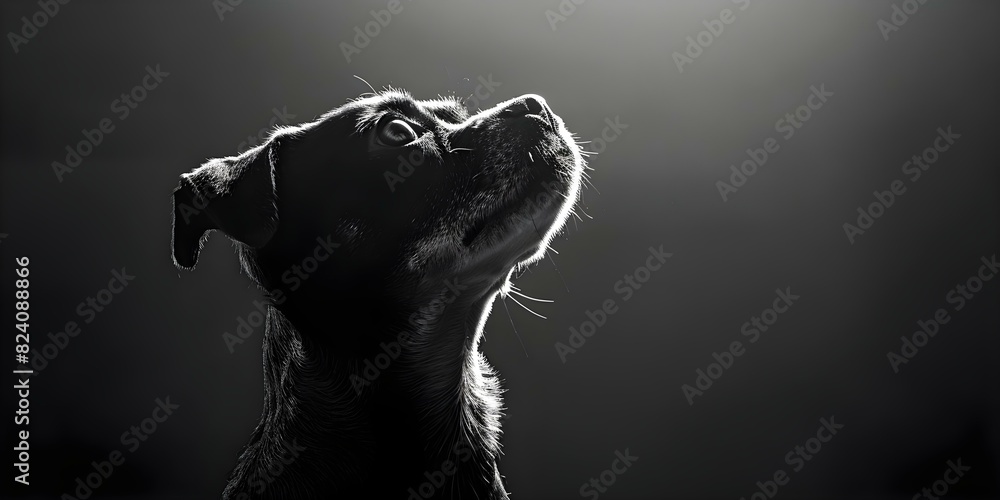 Φωτογραφία Black and white dog silhouette studio photography for wall art decor