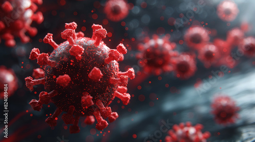 Virus background showing COVID-19 Corona virus cells and red blood cells