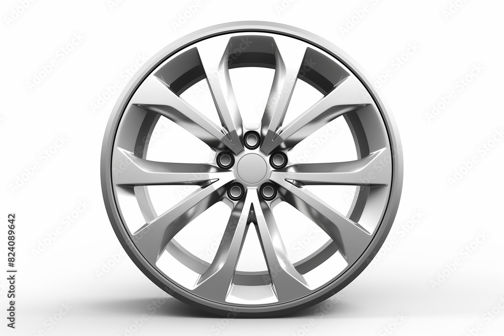 Shiny Silver Wheel on White Background Shiny Silver Wheel on White Background