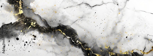High resolution white marble with light gray and gold veins, designed in a calacubs pattern on a white background photo