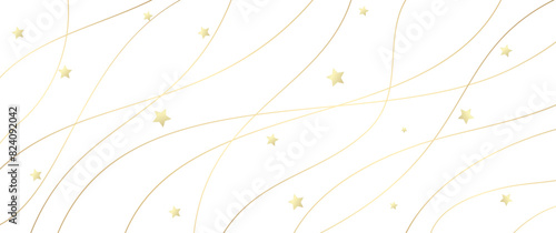 Premium background with with gold lines and stars on white. Elegant Christmas vector illustration for invitation, flyer, cover design, luxe invite, business banner, prestigious voucher.