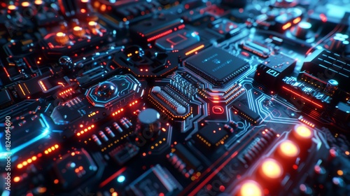 Highly detailed technology texture, AI supercomputer Chrome, insane level of detail throughout circuitry, cinematic depth of field, high contrast lighting, CPU and GPU, circuits interconection