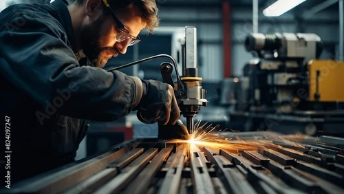 Workers operates at the metallurgical plant
