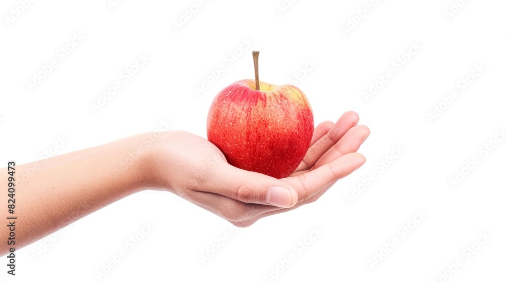 holding apple white backgrond holding apple white backgrond