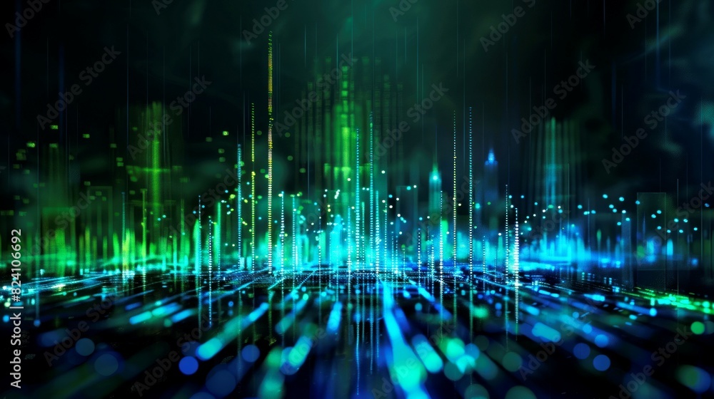 Fototapeta premium background digital equalizer green of music