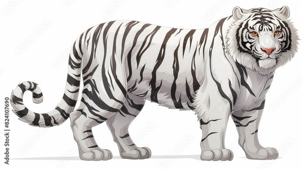 Naklejka premium A white tiger standing on top of a white floor