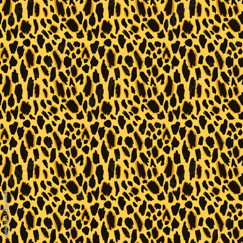 Yellow and Black Leopard Print Seamless Animal Pattern Spots