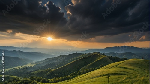 landscape beauty hill with sunshine