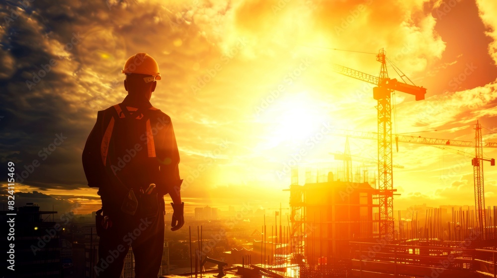 Fototapeta premium background worker build building