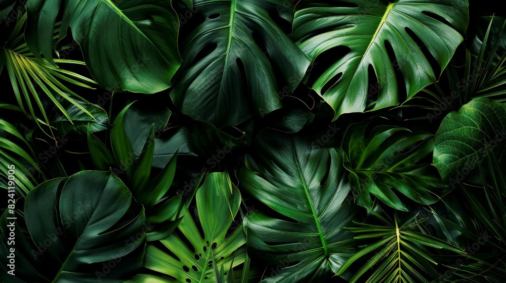 Fototapeta premium collection leafs of tropical