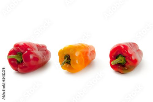 Three bell pepper isolated on white background with clipping path. . © kostik2photo