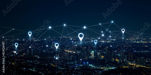 Hyperlocality concept. Geofencing and GPS for targeted location-based marketing. Geofencing, GPS targeting, location-based marketing, targeted advertising, business. Digital map of locations