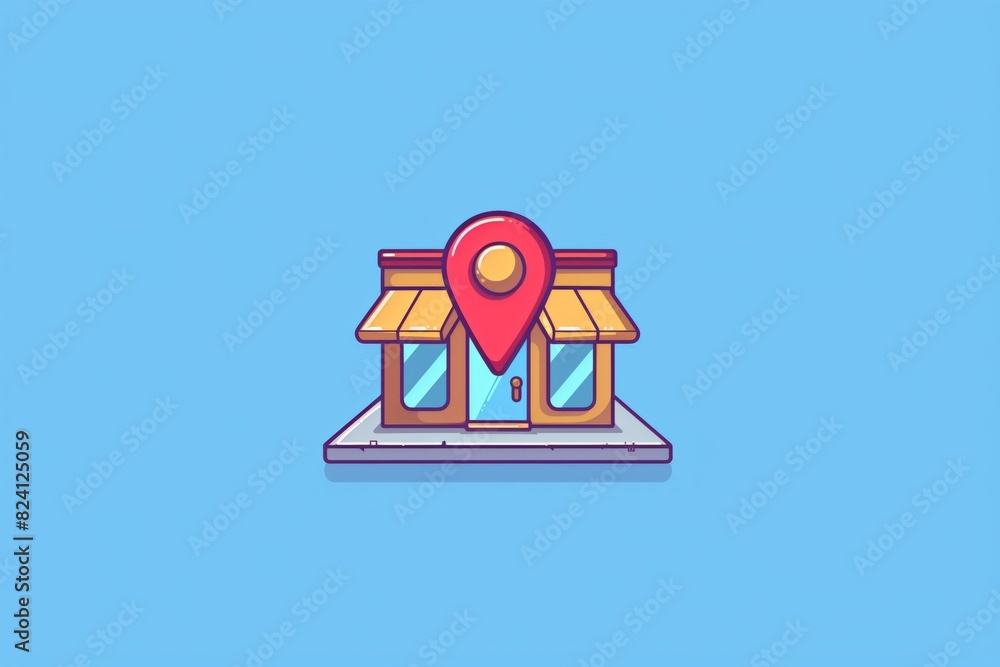 A red map pin with an icon of the front door and awning on it, indicating that you can find them at their store in this area A red map pin with an icon of the front door and awning on it, indicating that you can find them at their store in this area
