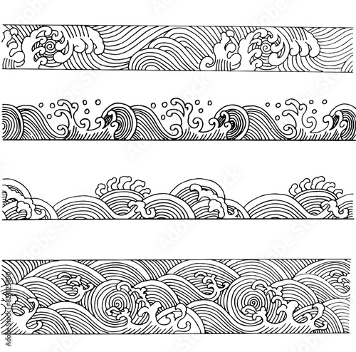 Japanese water wave seamless background.vector illustration