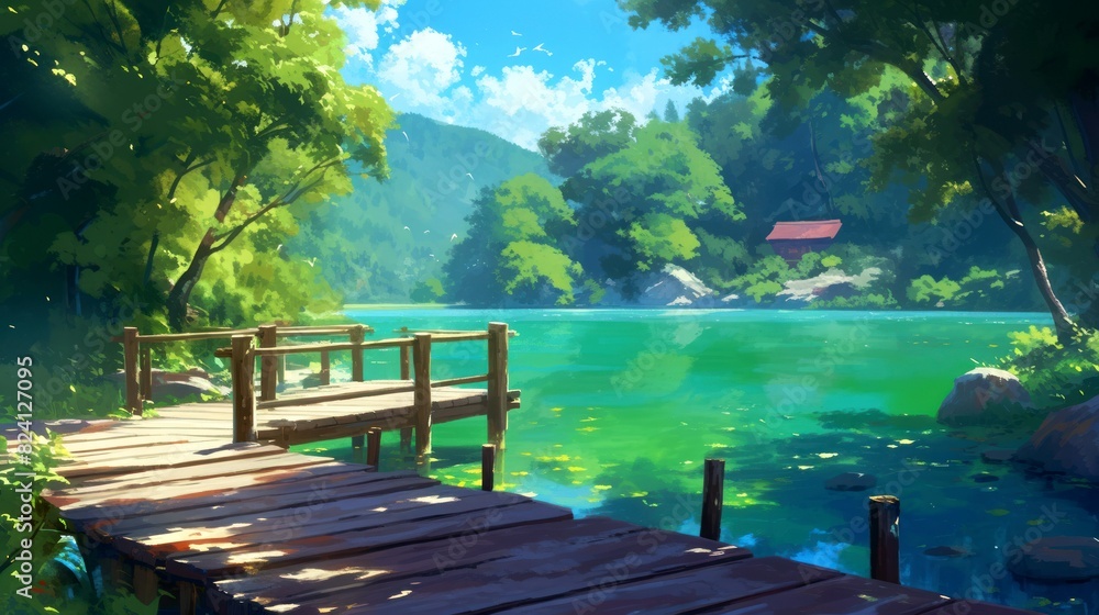 Obraz premium landscape jungle of african anime style