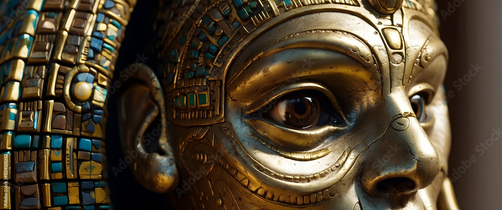 Abstract Egyptian Pharaoh mask close up Abstract Egyptian Pharaoh mask close up