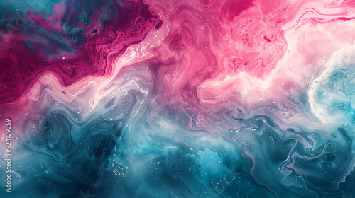 abstract background made of blue, pink and white inky smoky clouds, waves and swirls, wide 16:9 photo